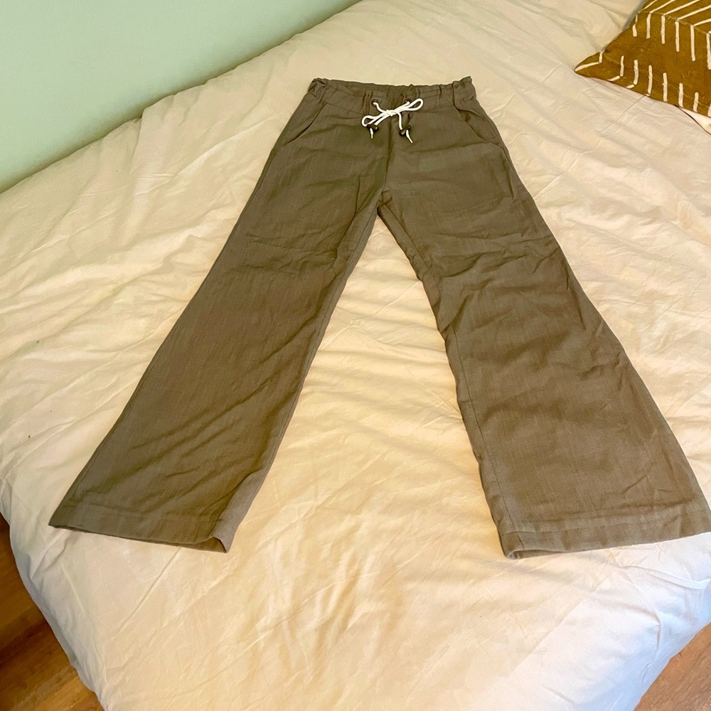 Wool Khaki Green High Waisted Pants